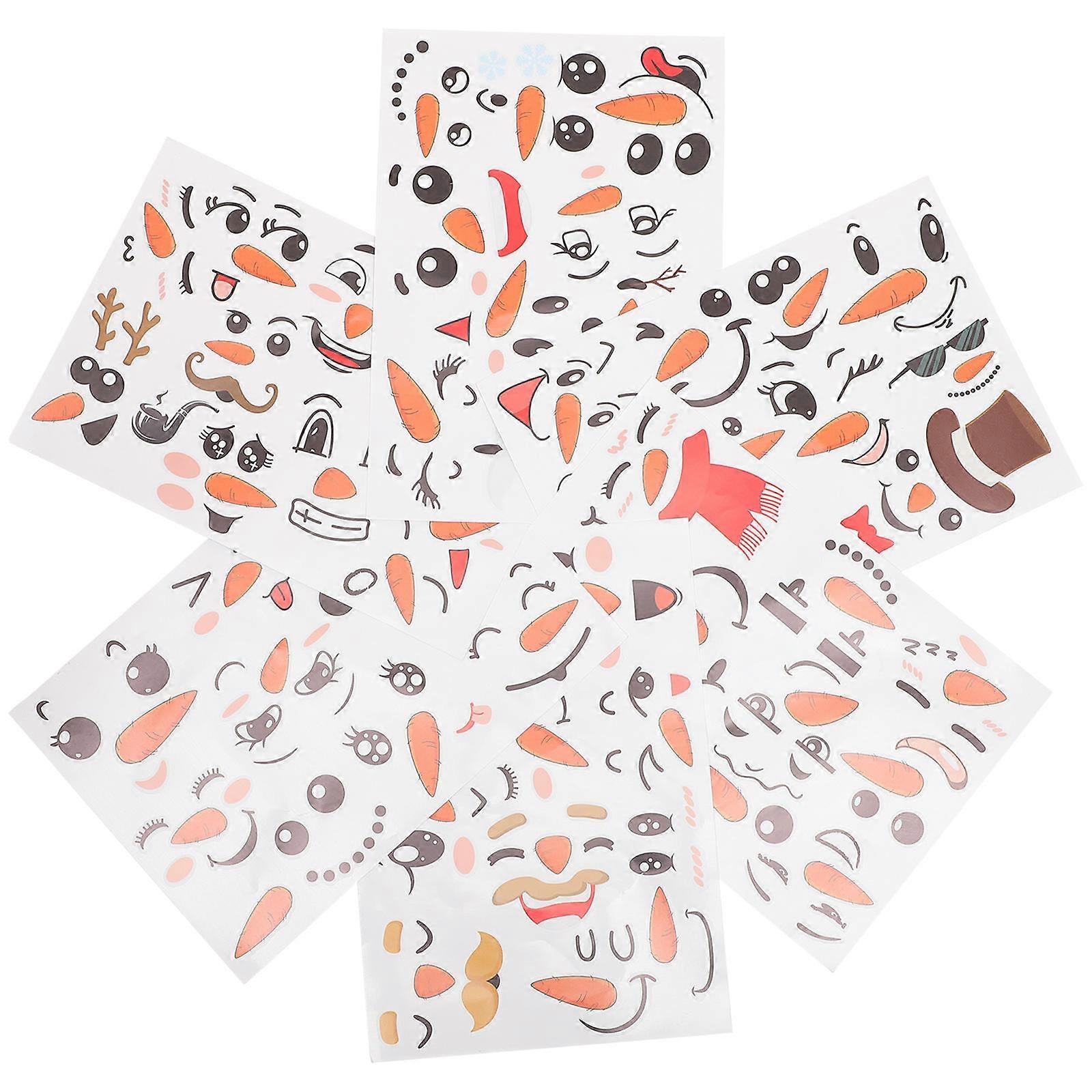 Snowman Decor Snowman Face Art Wall Stickers Assorted Color Pvc for Festive Atmosphere 1 Set