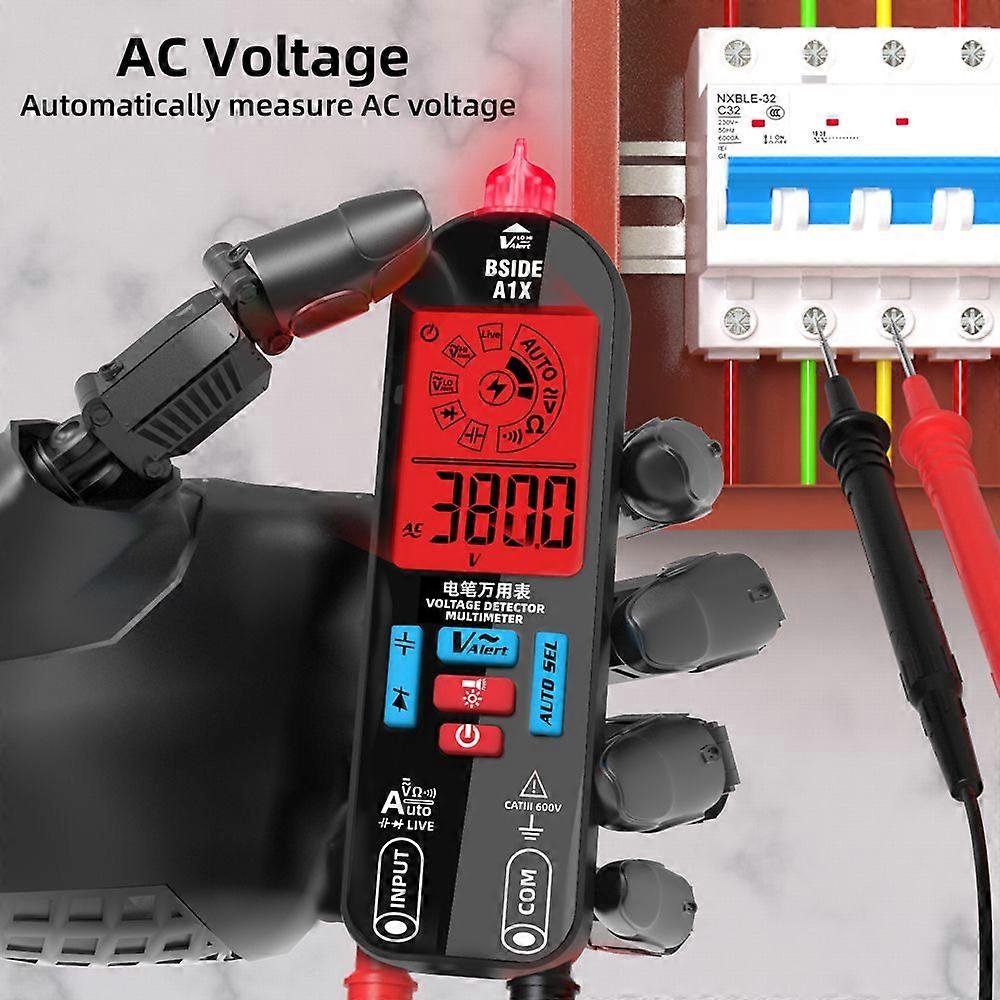 BSIDE Handheld Digital Multimeter Electric Test Pen Professional Voltage Resistance Diode Tester Live Wire Recognition Meter with Automatic Shutdown a