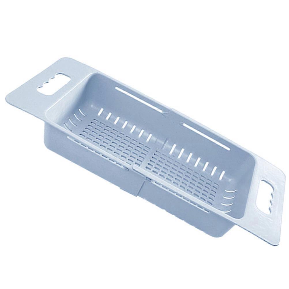 Fruit Drainer Extendable Drain Basket for Kitchen Sink Blue Plastic Straining 1Set