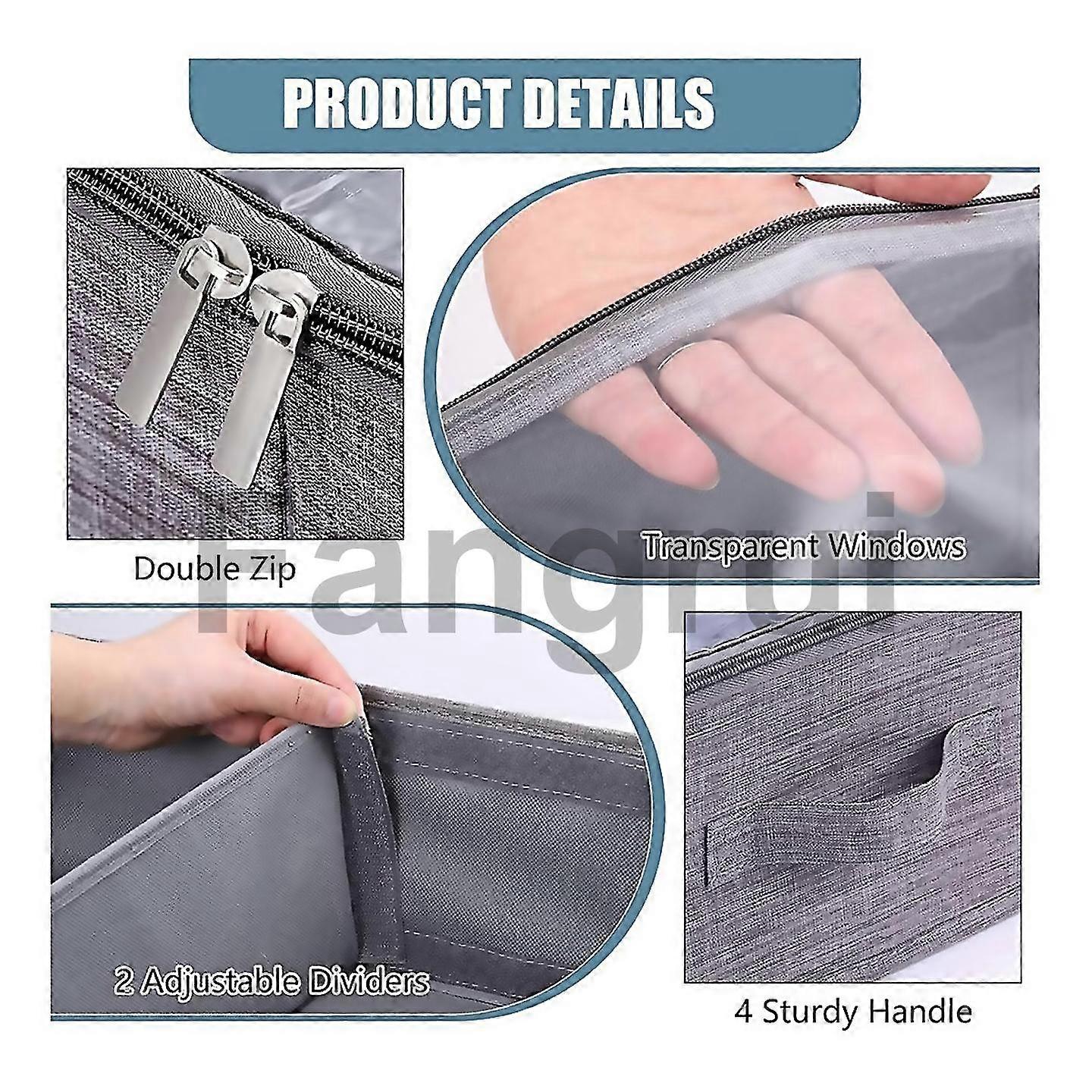 For 50l Under Bed Storage Box With Lid Foldable Linen Storage Box