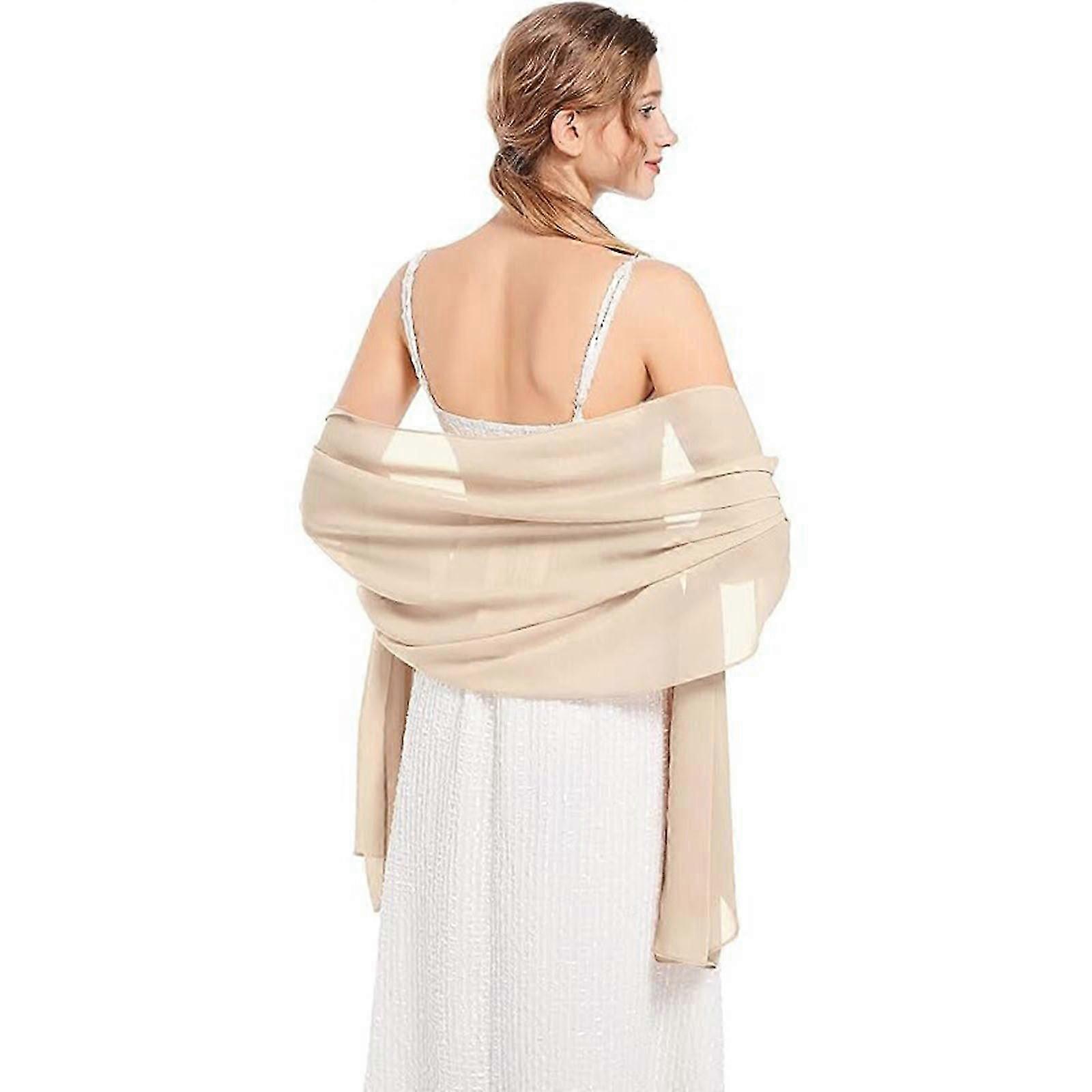 Dreamy Wedding Tippet Light Weight And Comfortable Shawl Soft Long Flaring For Outdoor Activity And Stylish Looks Champagne