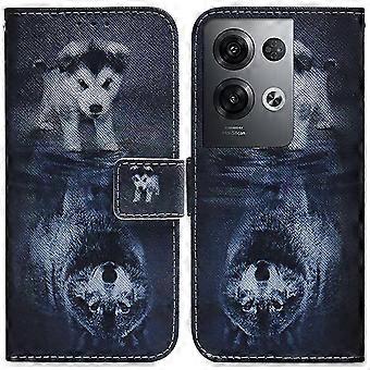 New Compatible With Oppo Reno 8 Pro 5g Case Wolf And Dog Pattern Magnetic Flip Wallet Phone Case Kickstand Credit Card Holder Cover -