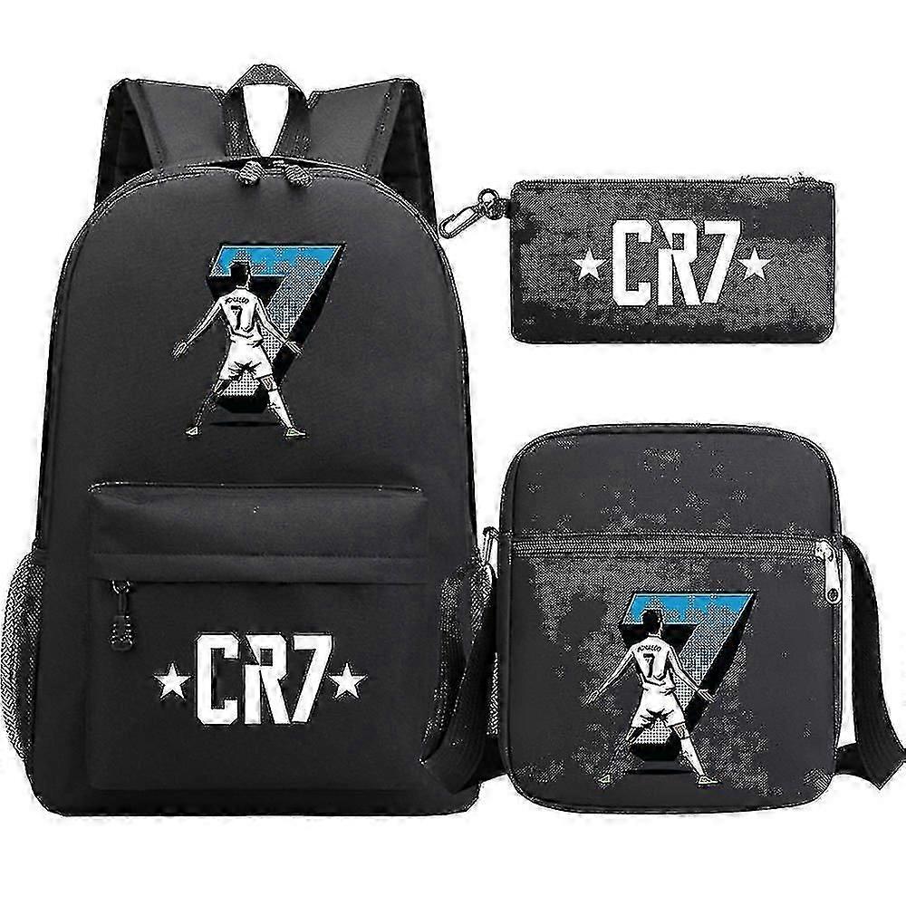 Ronaldo CR7 Football Backpack 3-Piece Set for School and Travel - Laptop Rucksack with Pen Case for All Ages