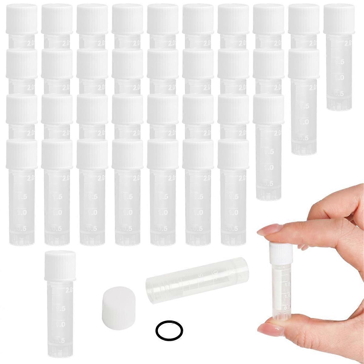 120pcs 2 Ml Plastic Vials Lab Plastic Frozen Test Tubes Graduated