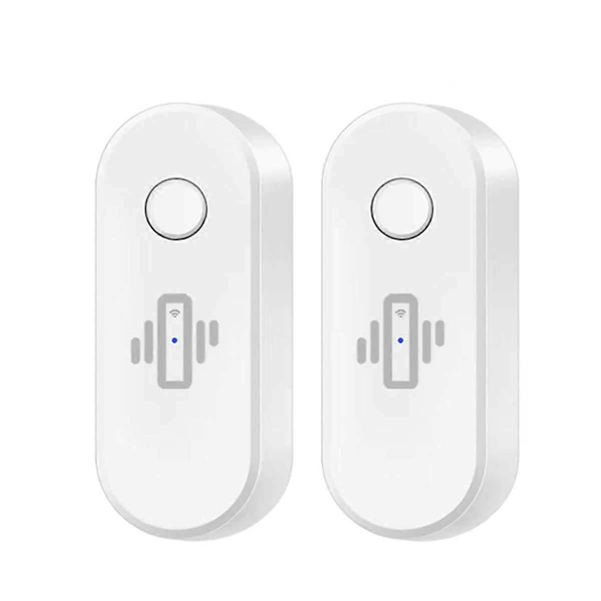 2Pcs Smart WiFi Vibration Sensor Alarm Wireless Vibration Detector Alert Real-Time Activity & Shock Detection White