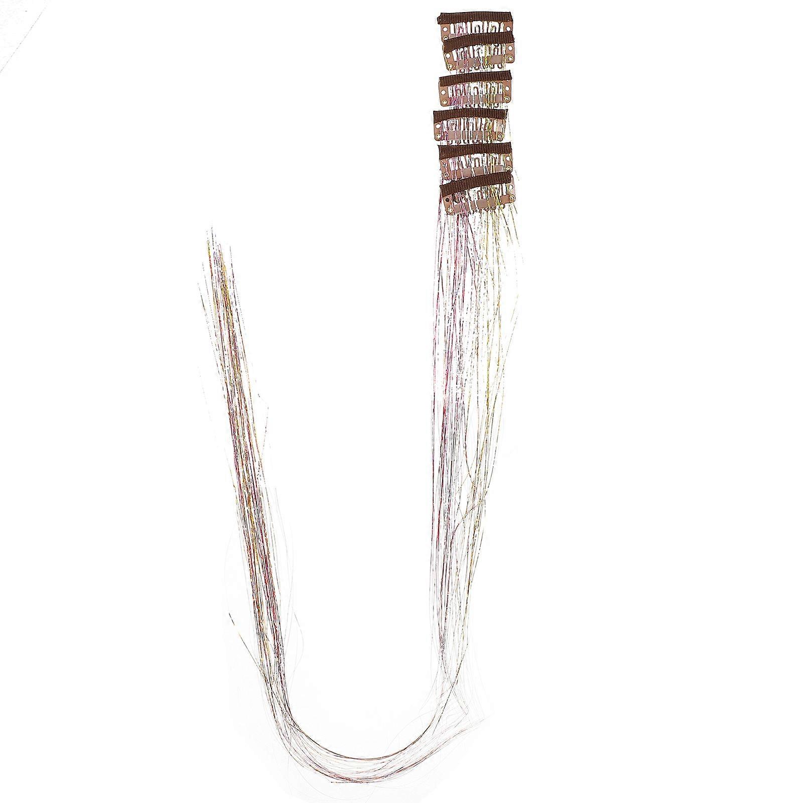 Glitter Hair Tinsel Extensions 6pcs Colorful Clip In Hair Ornaments for Daily Styling, Cosplay, Parties & Events Shimmering Highlights for Women