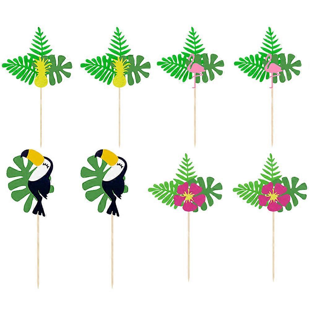Hawaiian Party Supplies with Cloth Cupcake Toppers Assorted Color for Decor 8Pcs Including Pink