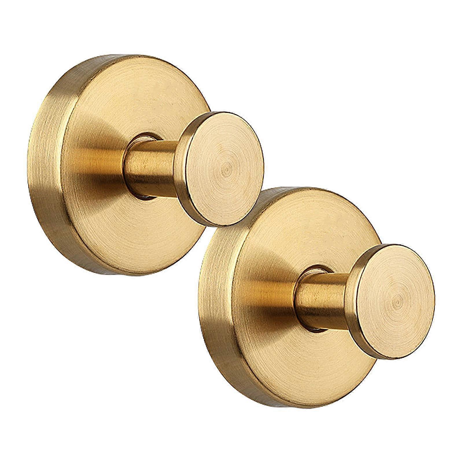 Strong Suction Cup Hooks for Wall | 2X Reusable Coat Hooks with 15 lbs Load Capacity, Gold Space-Saving Towel Hooks for Bathroom