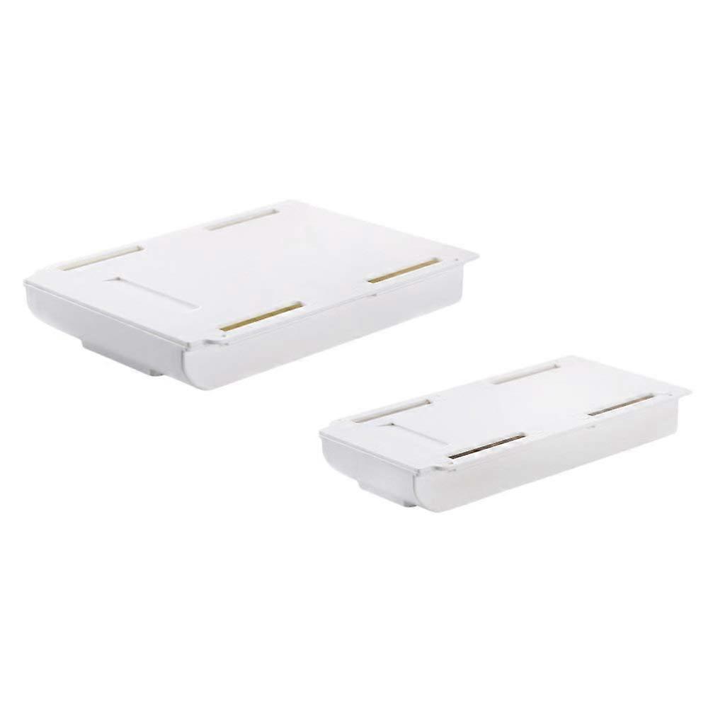Under Desk Storage Drawer Organiser, SelfAdhesive SlideOut, 2PCS (Large Small, White)
