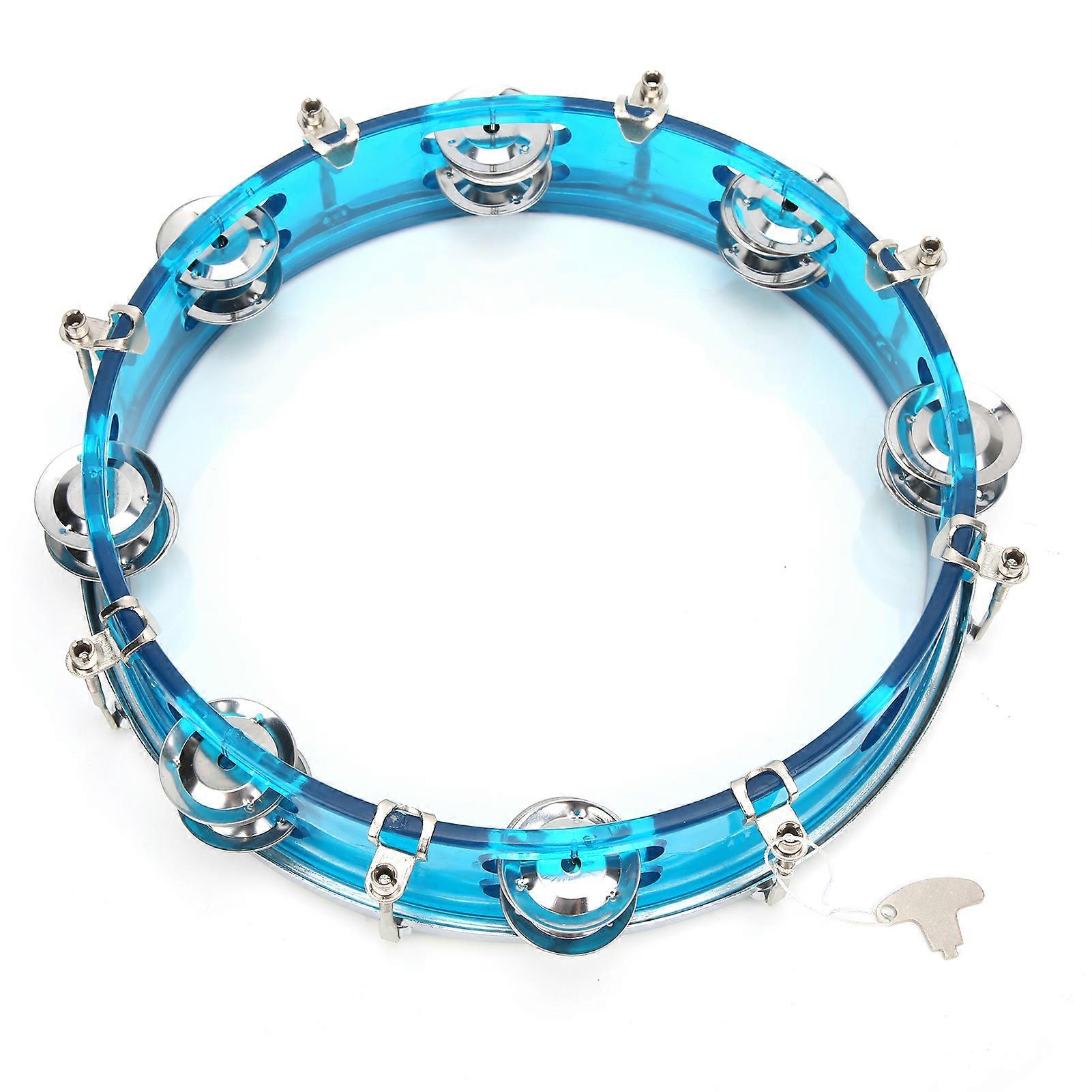 Tambourine 10in Double Row Adjustable Jingles Blue Percussion