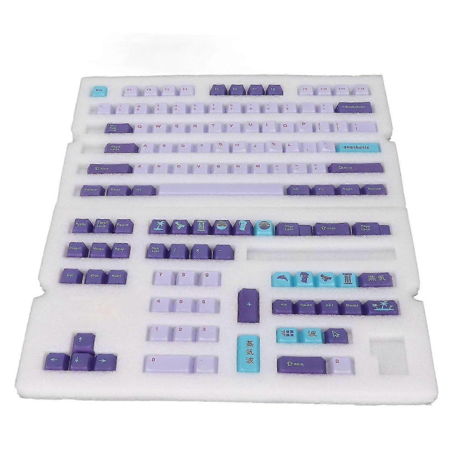 PBT Keyboard Keycaps 128 Keys Vibrant Colors Fadeless Durable PBT Easy