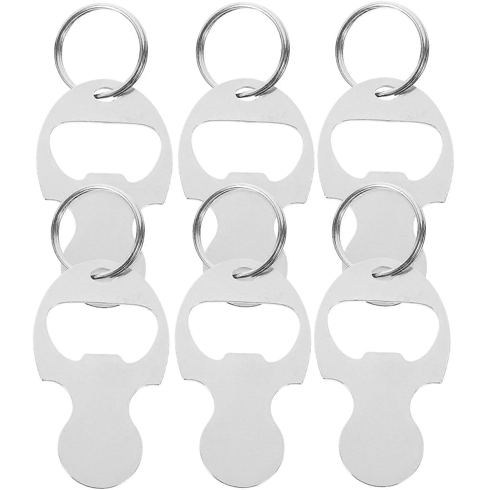 6pcs Shopping Trolley Tokens Shopping Cart Alloy Key Chain Multi-use Convenient Bottle Opener