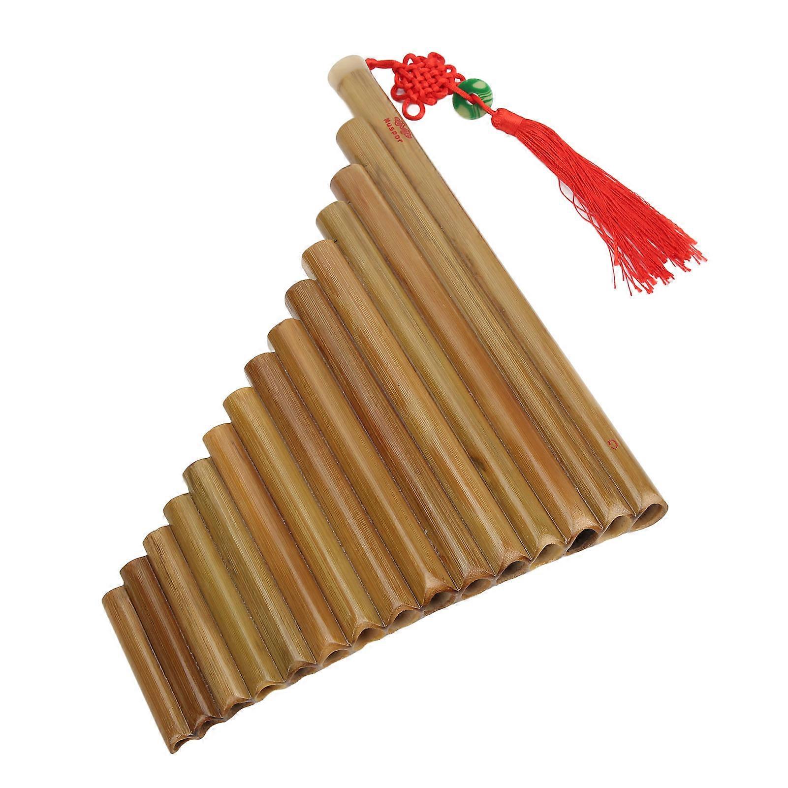 Pan Flute 15 Pipes G Key Bamboo Natural Color Right Hand Woodwind
