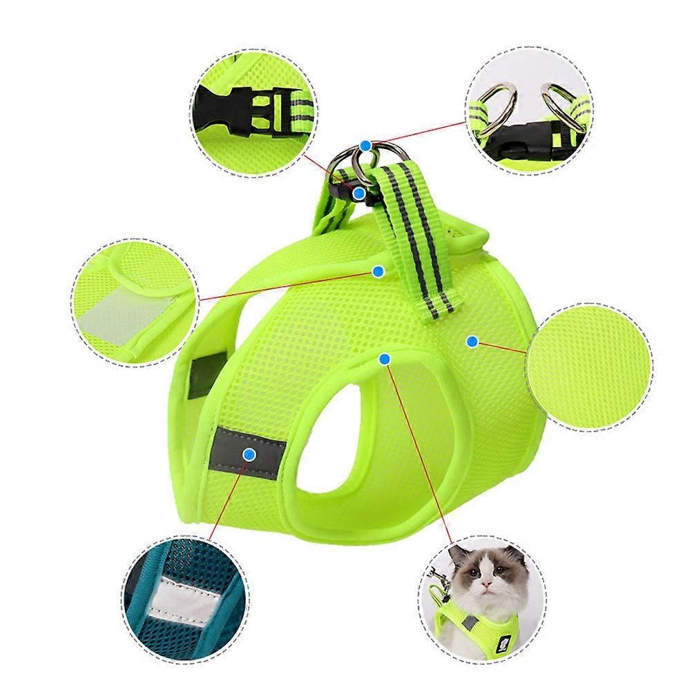 Cat Vest Harness Pet Use with Breathable Chest Strap Fruit Green