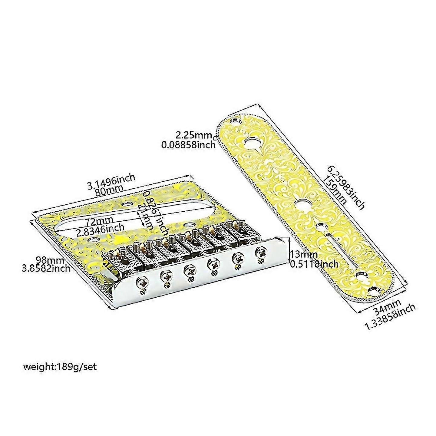 For 6 String Roller Saddle Bridge And Control Plate With Carving Pattern