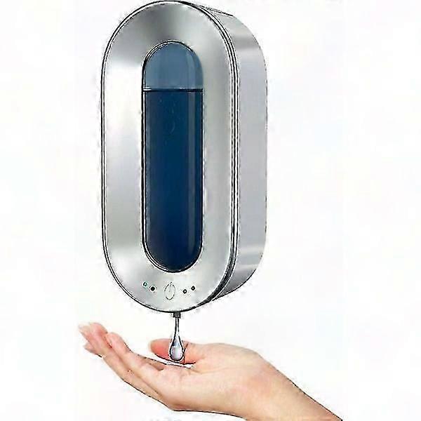 موزع صابون أوتوماتيكي بدون لمس 700 مل مستشعر مثبت على الحائط موزع معقم اليدين فضي