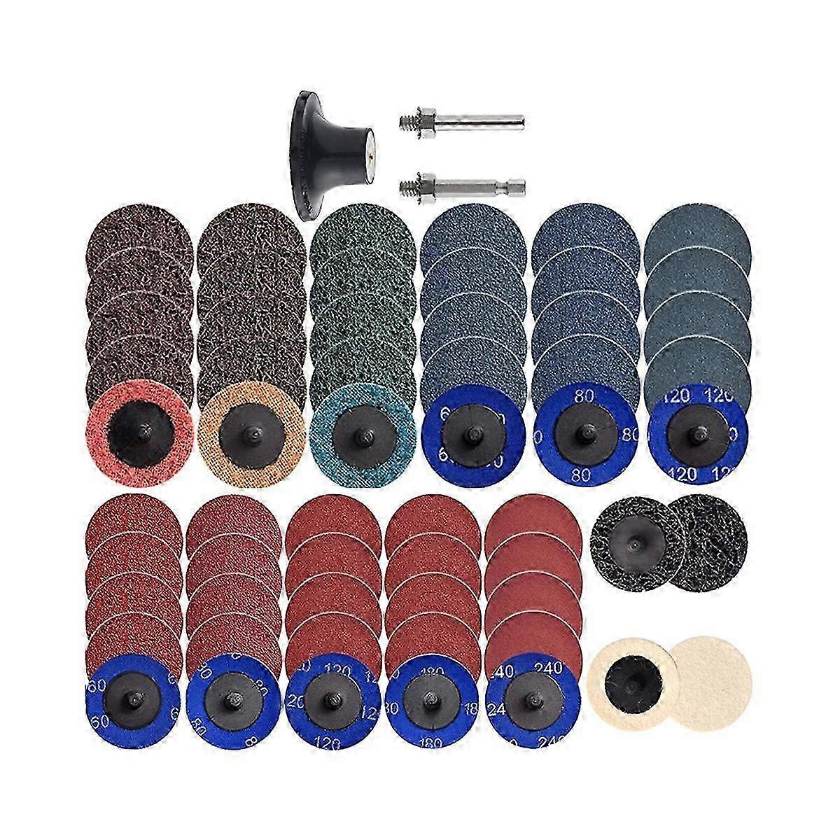 60Pcs Sanding Discs Set, 2 Inch Quick Change Sanding Discs with 1/4Inch Holders, Die Grinder Surfac