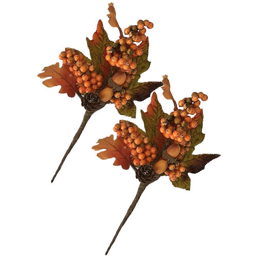 Fake Maple Leaves Artificial Berry Branch for Decor 4Pcs Fall Thanksgiving
