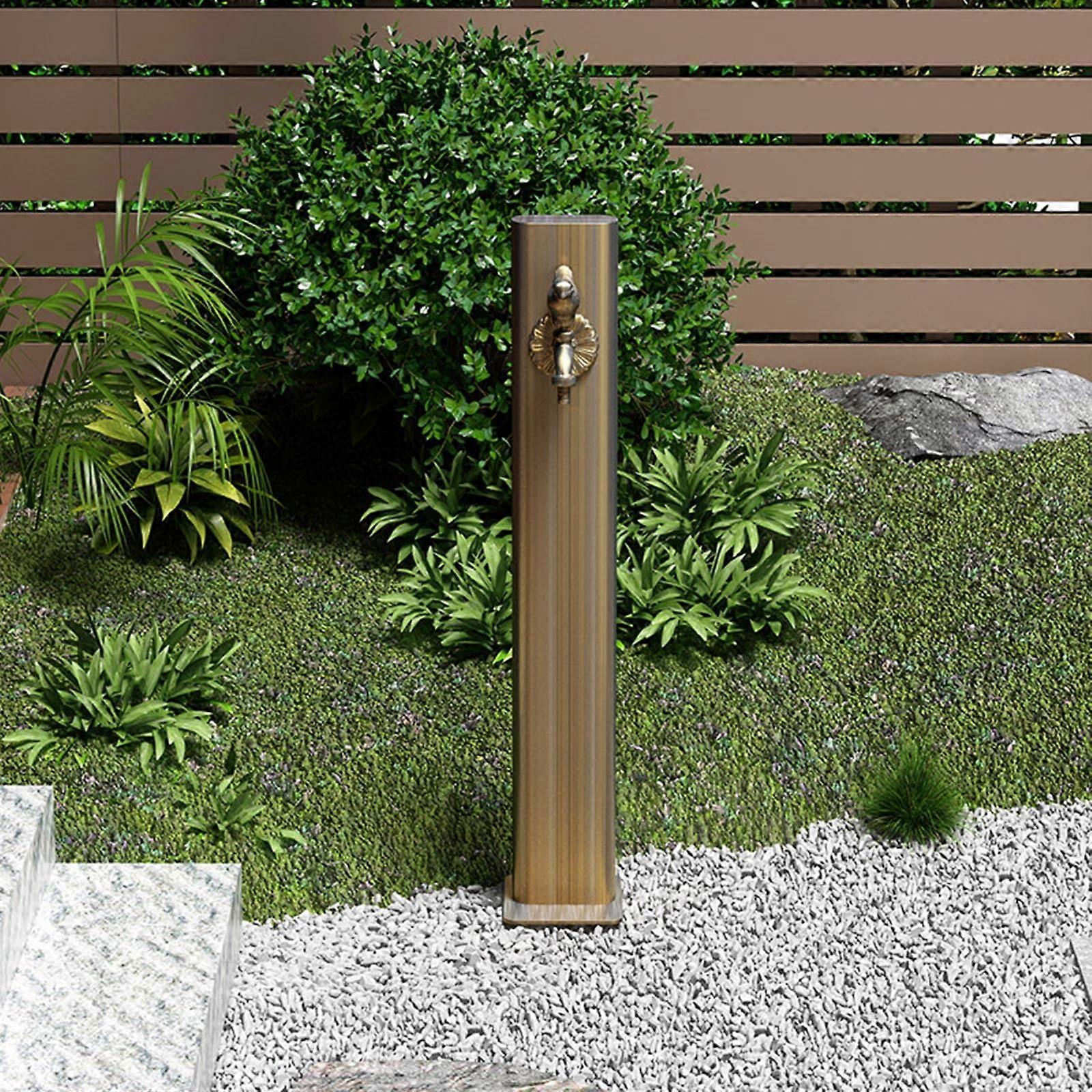 Retro Outdoor Column Faucet 33Inch Tall, Vertical Tap Holder, Garden Hydrant With Bird Spigots And Base