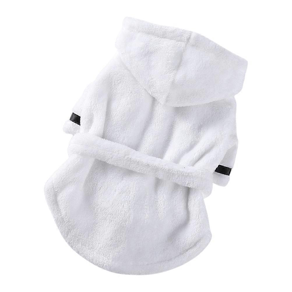 Pet Bathrobe Stylish Dog Bathrobe for Playtime White Polyester