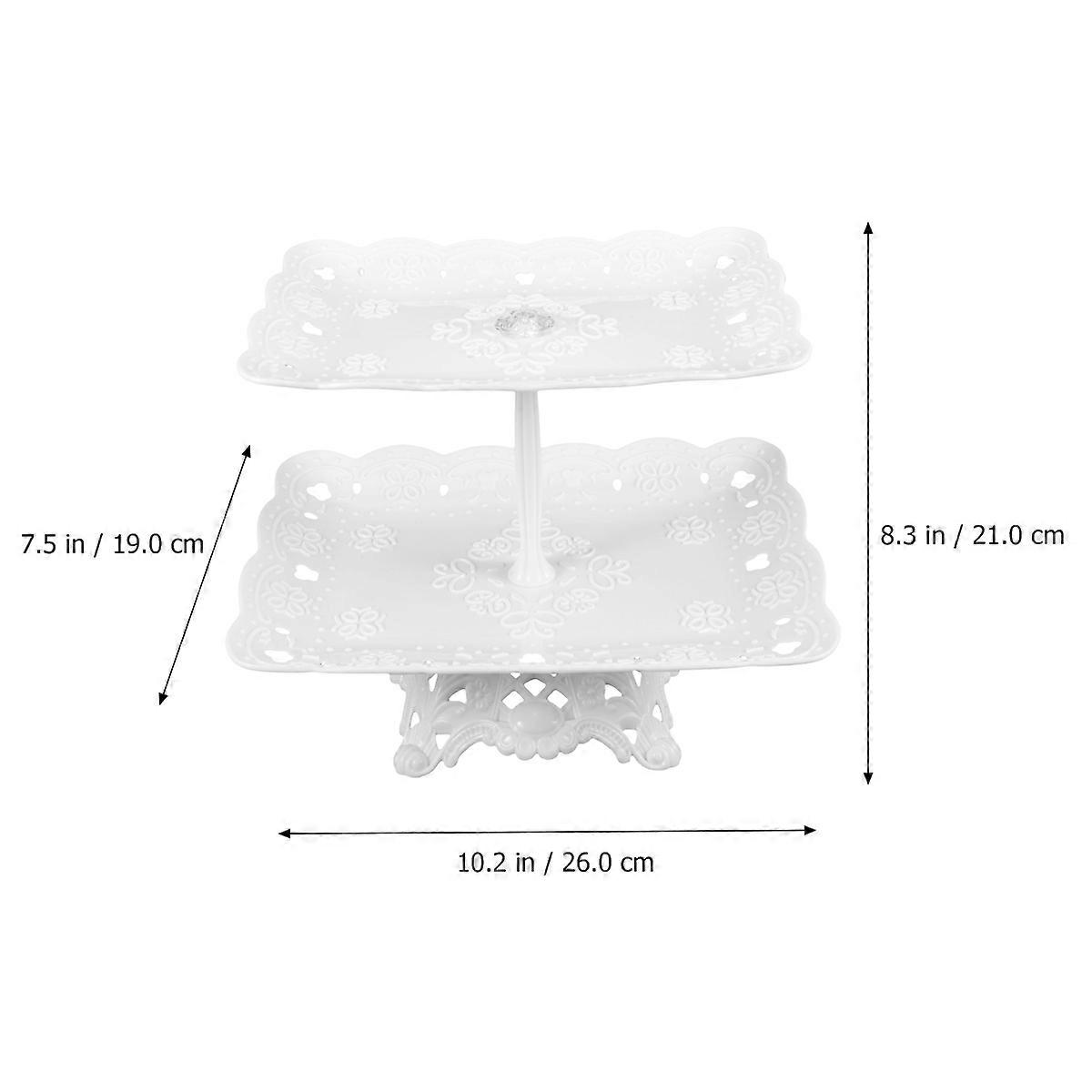 Double-Layer Dessert Rack For Party Celebrations Beautiful White Rectangular Design 1 Set