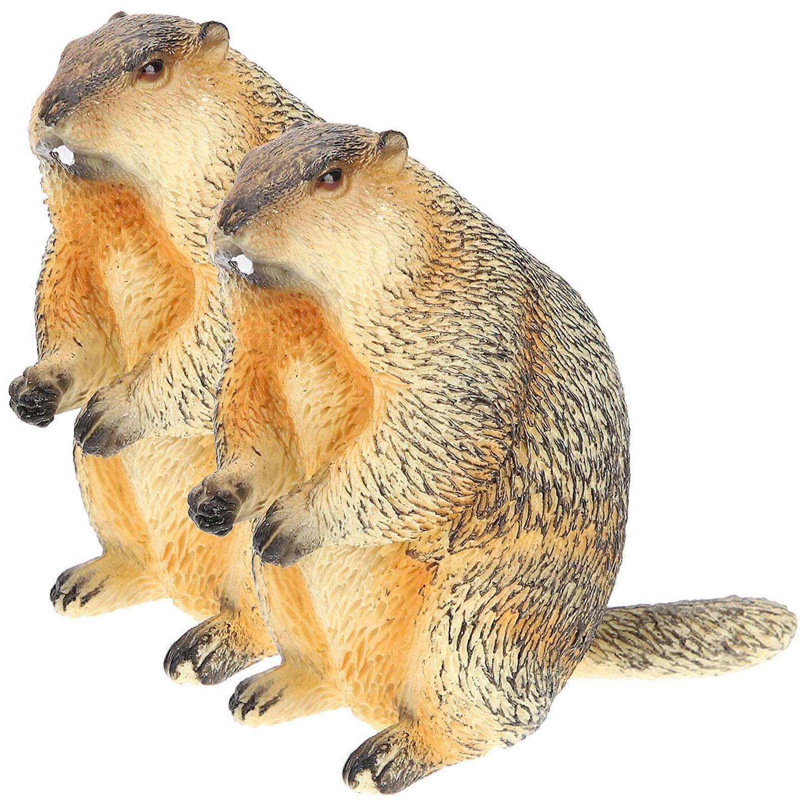 Miniature Groundhog Figure for Decoration 8Pcs Realistic Sculptures
