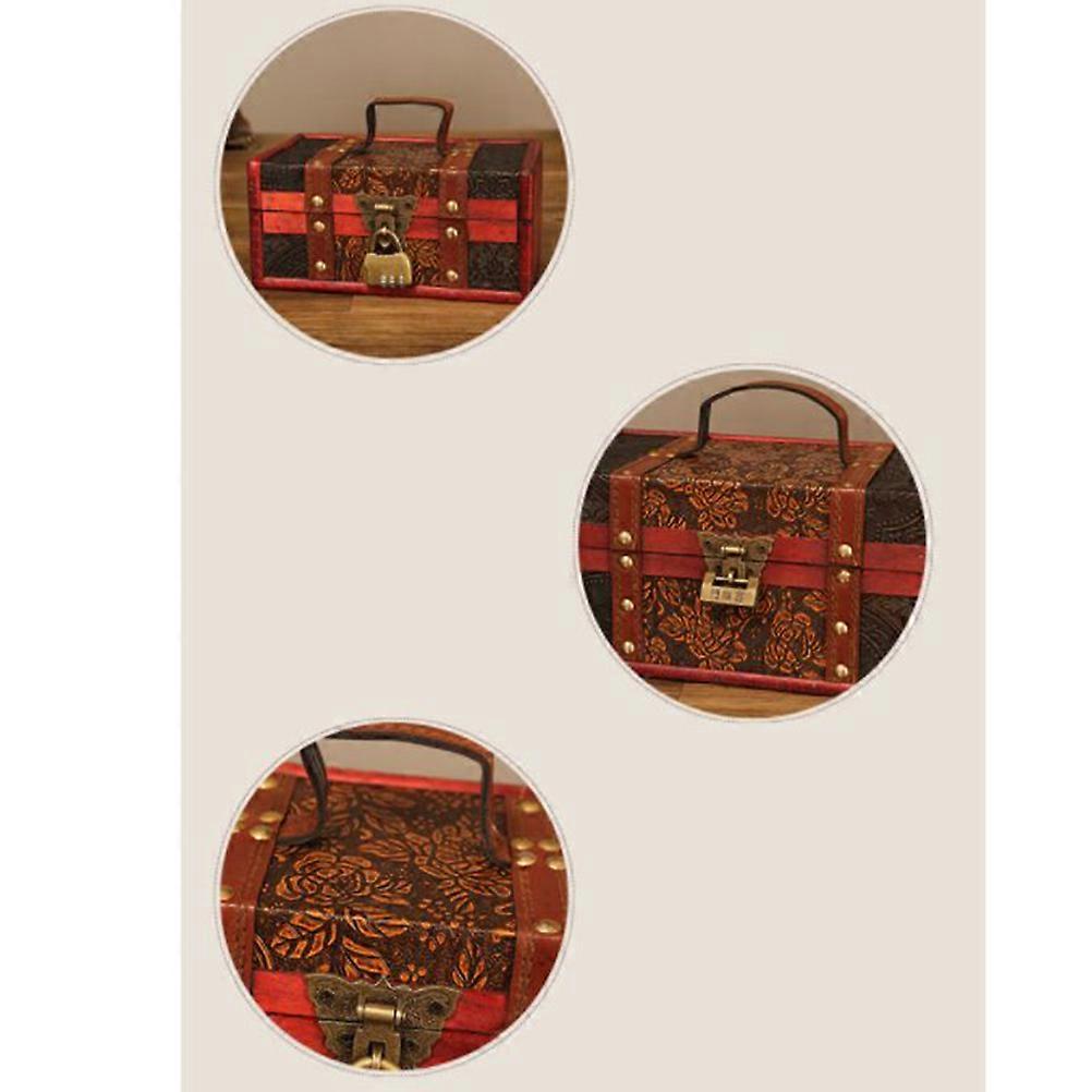 Retro Wooden Square Storage Box with Rolling Lock for Gift 2Pcs