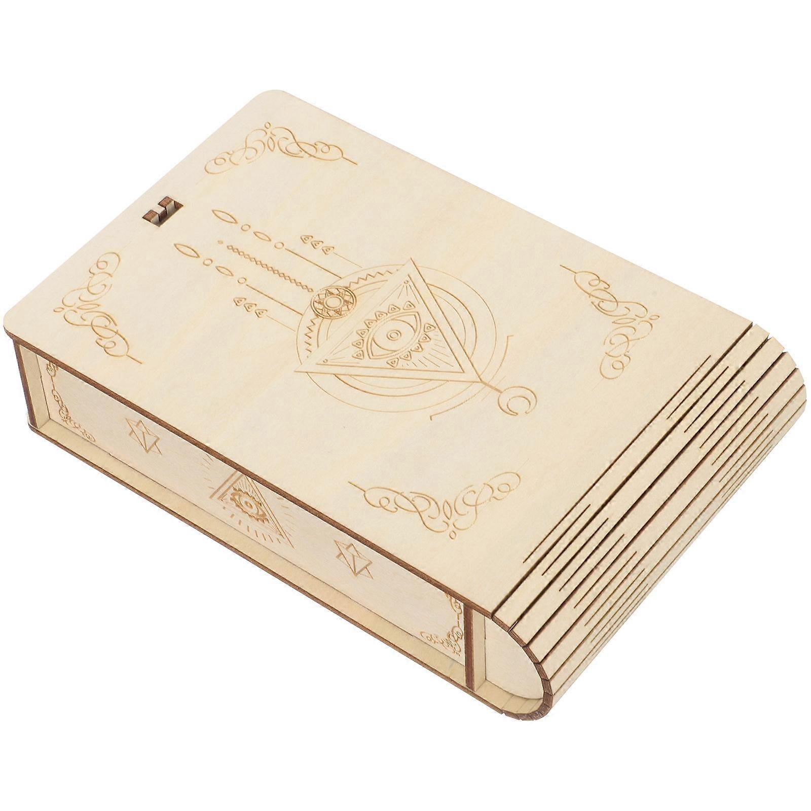 Khaki Tarot Card Holder Wooden Storage Case for Storage Use 5Pcs