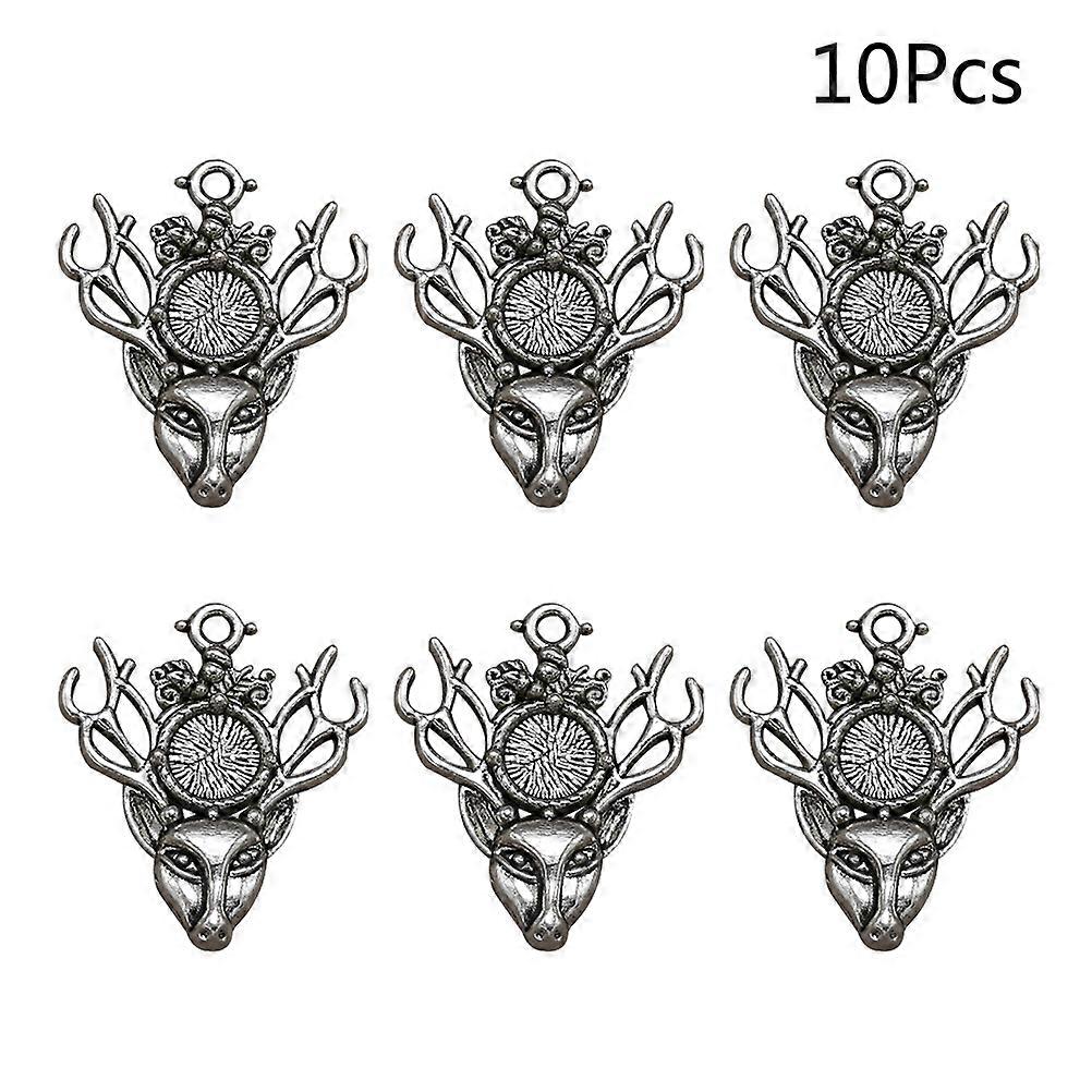 Jewelry Making Charms Deer Head Pendants Diy Projects Silver Material 10Pcs