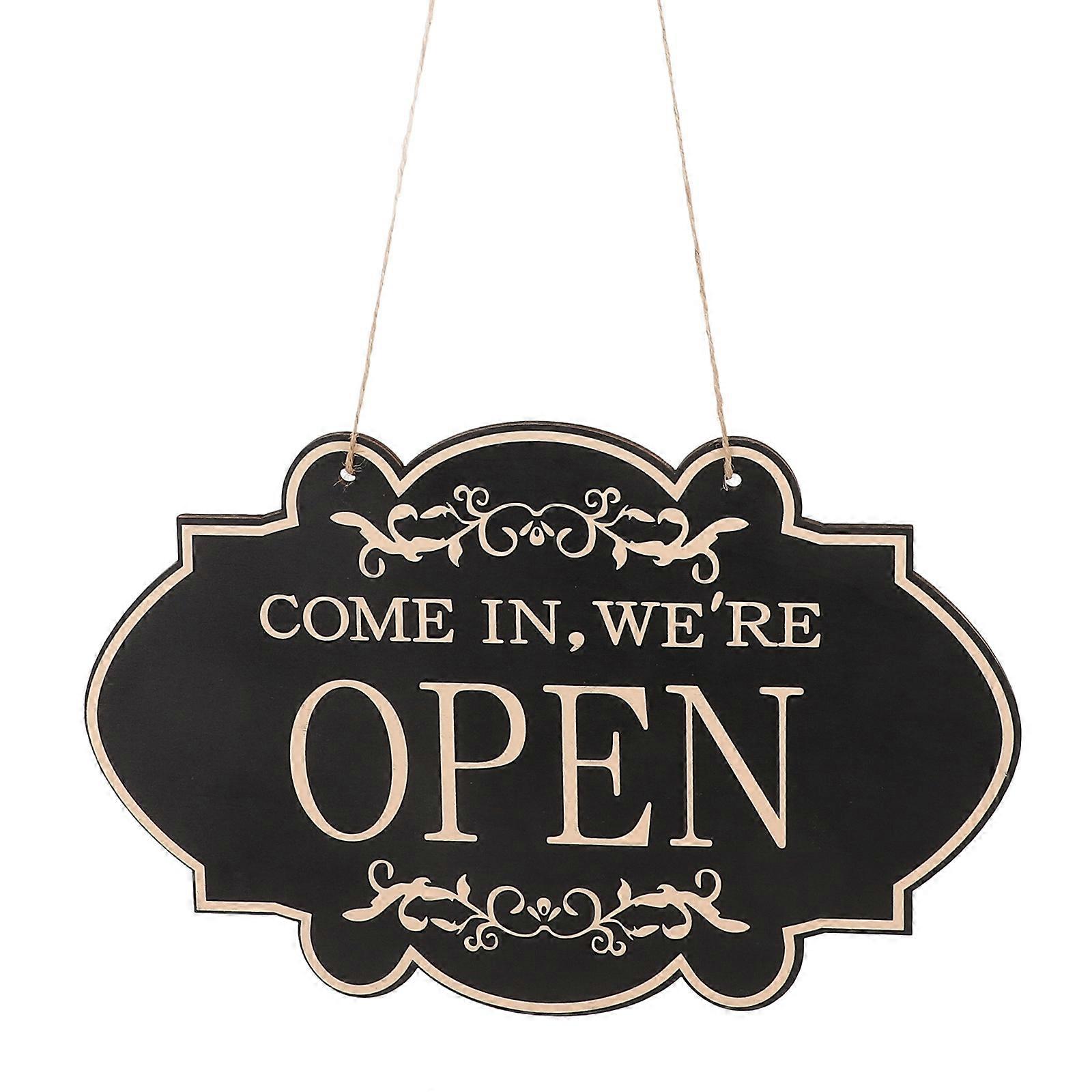 Wooden Open Closed Sign for Business Door Hanging Double Sided 3Pcs