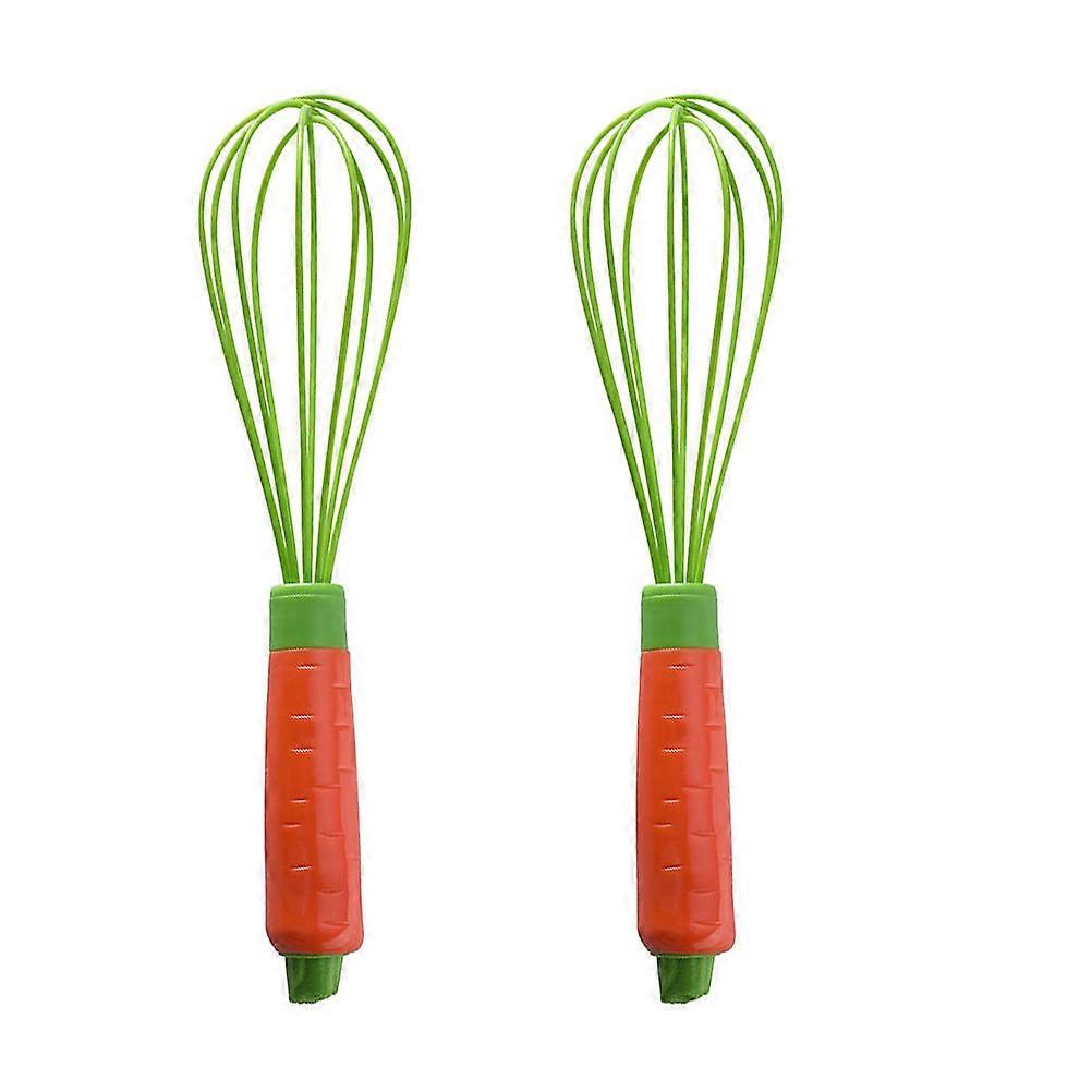 Manual Egg Whisk for Kitchen Use 4Pcs Silicone Whisk with Carrot Handle