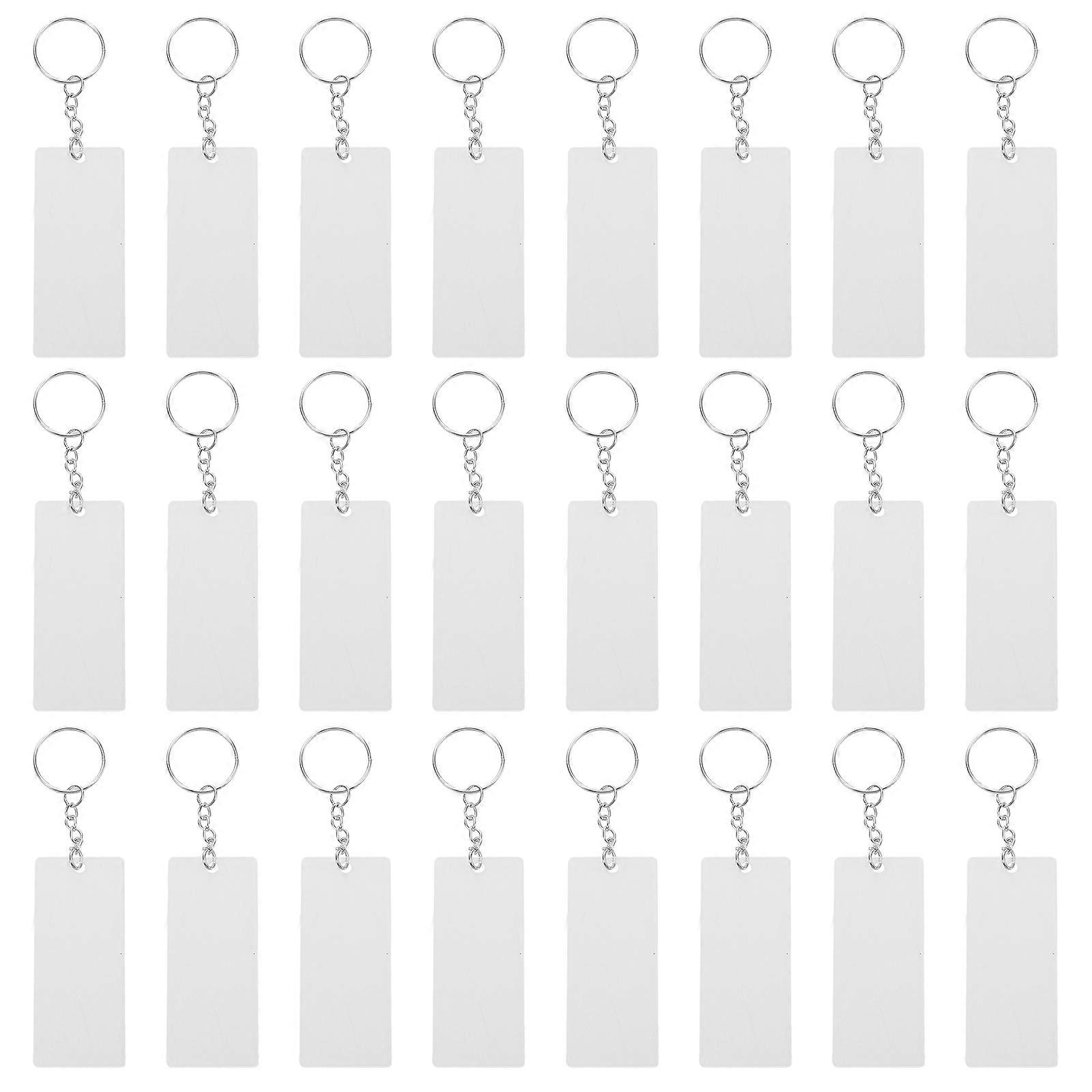 Acrylic Keychain Blanks 100Pcs Transparent Rectangle Keyring For DIY Crafting Projects And