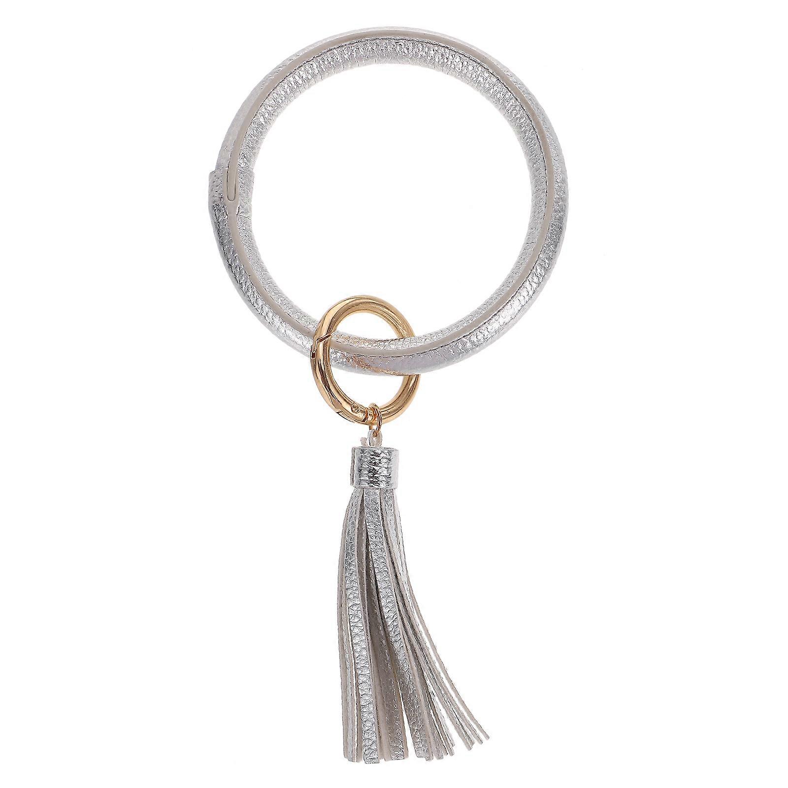 Key Chain Bracelet for Decor Use 4Pcs Silver Tassel Keyring Pendant