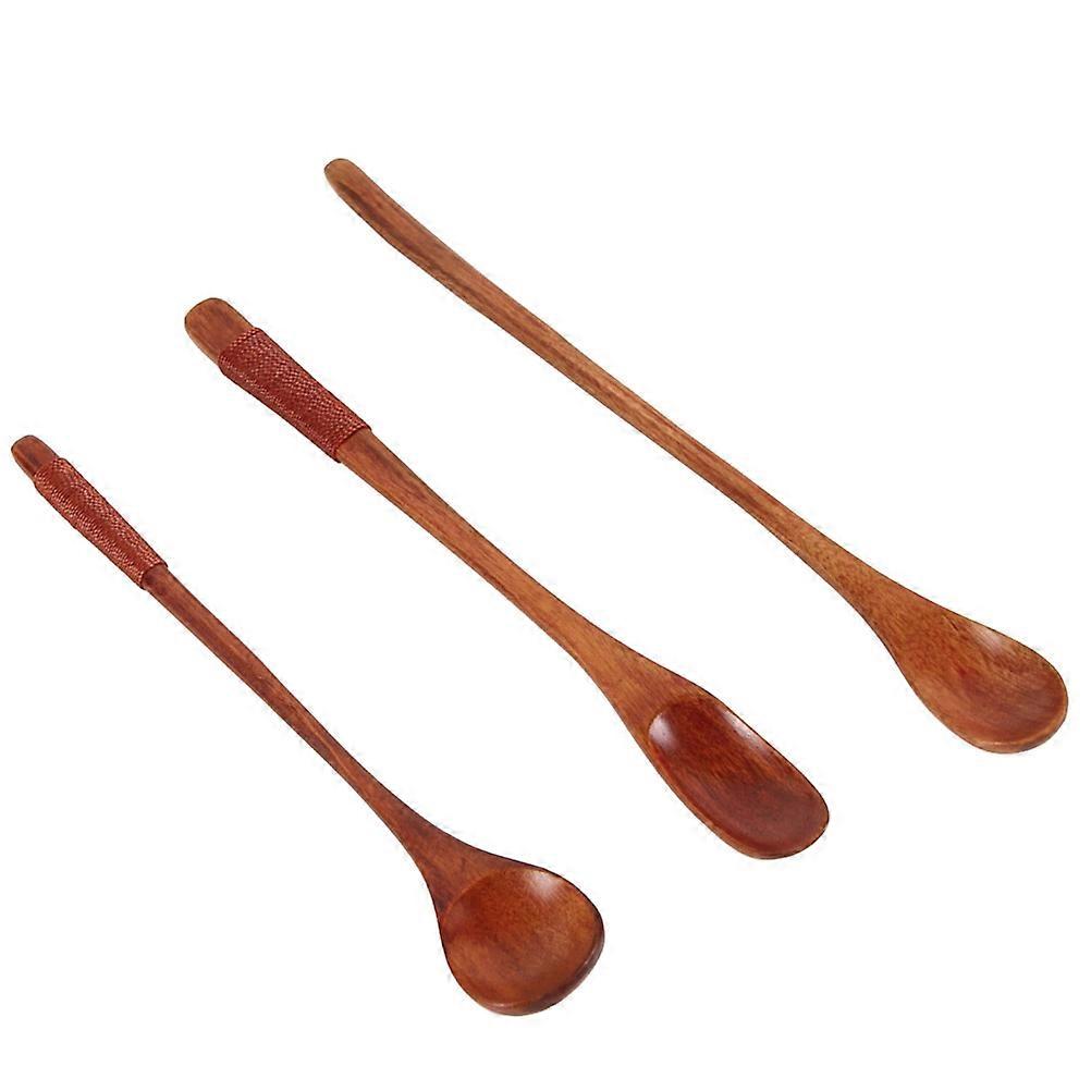 Cuillère à soupe en bois avec ficelle pour restaurants familiaux, 3 pièces