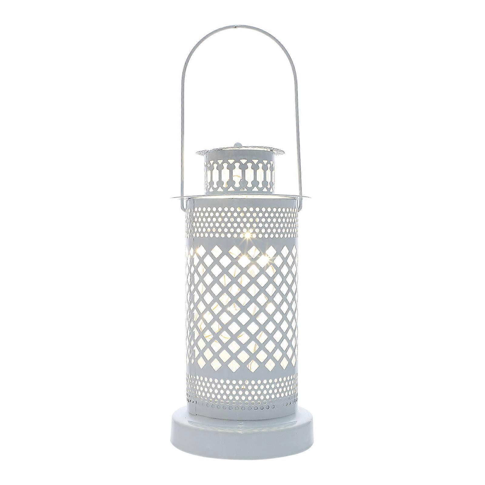 Iron Wrought Wind Light for Decoration White Garden Hollow Lantern