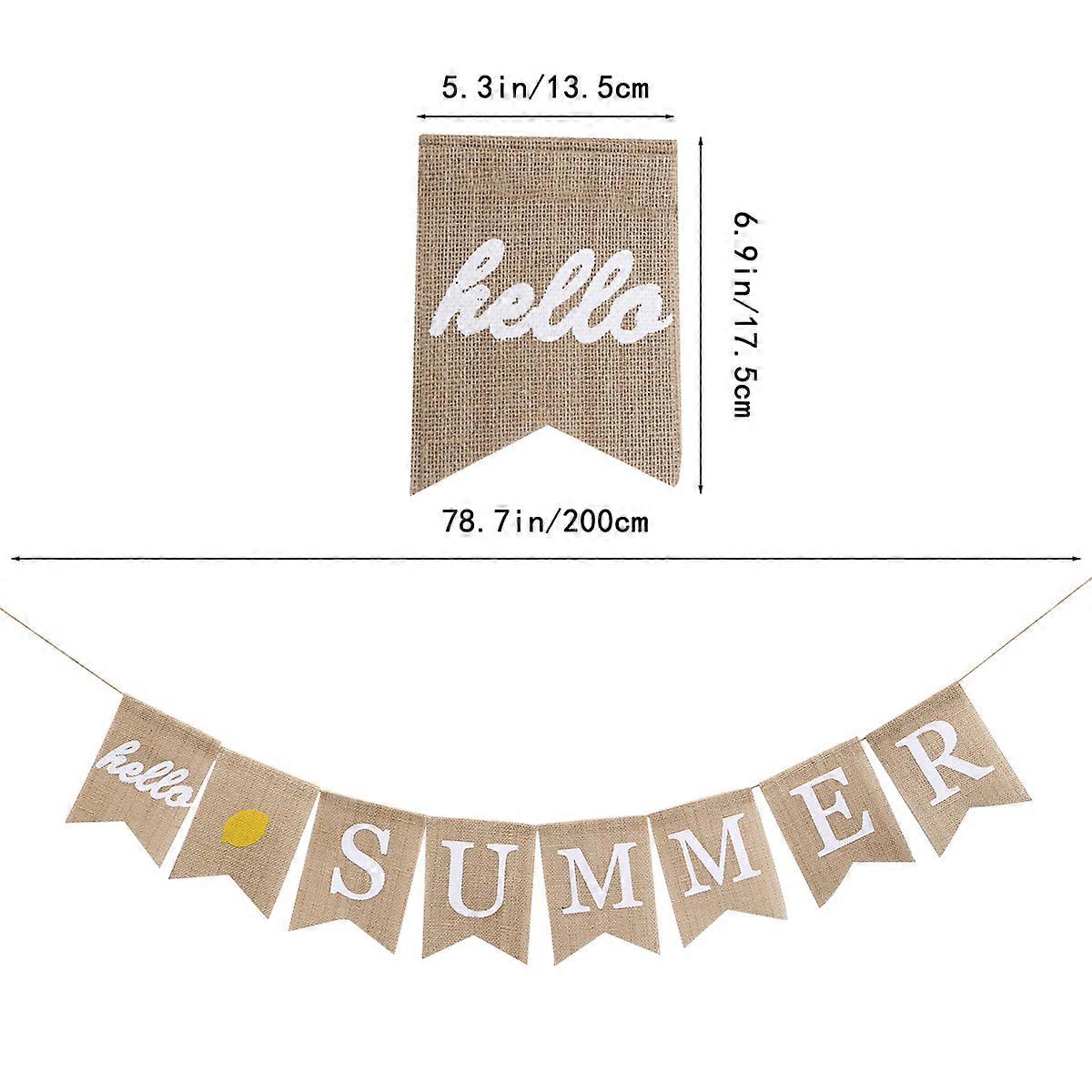 Garland Flag Burlap Banner Festive Photo Prop Lemon Imitated Burlap 1Set