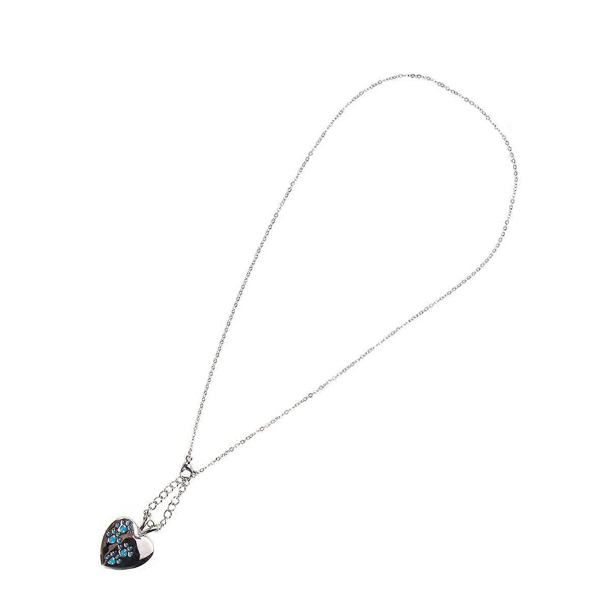 Ladies Heart Chain with Dog Claw Cinerary Casket Pendant for Women Blue