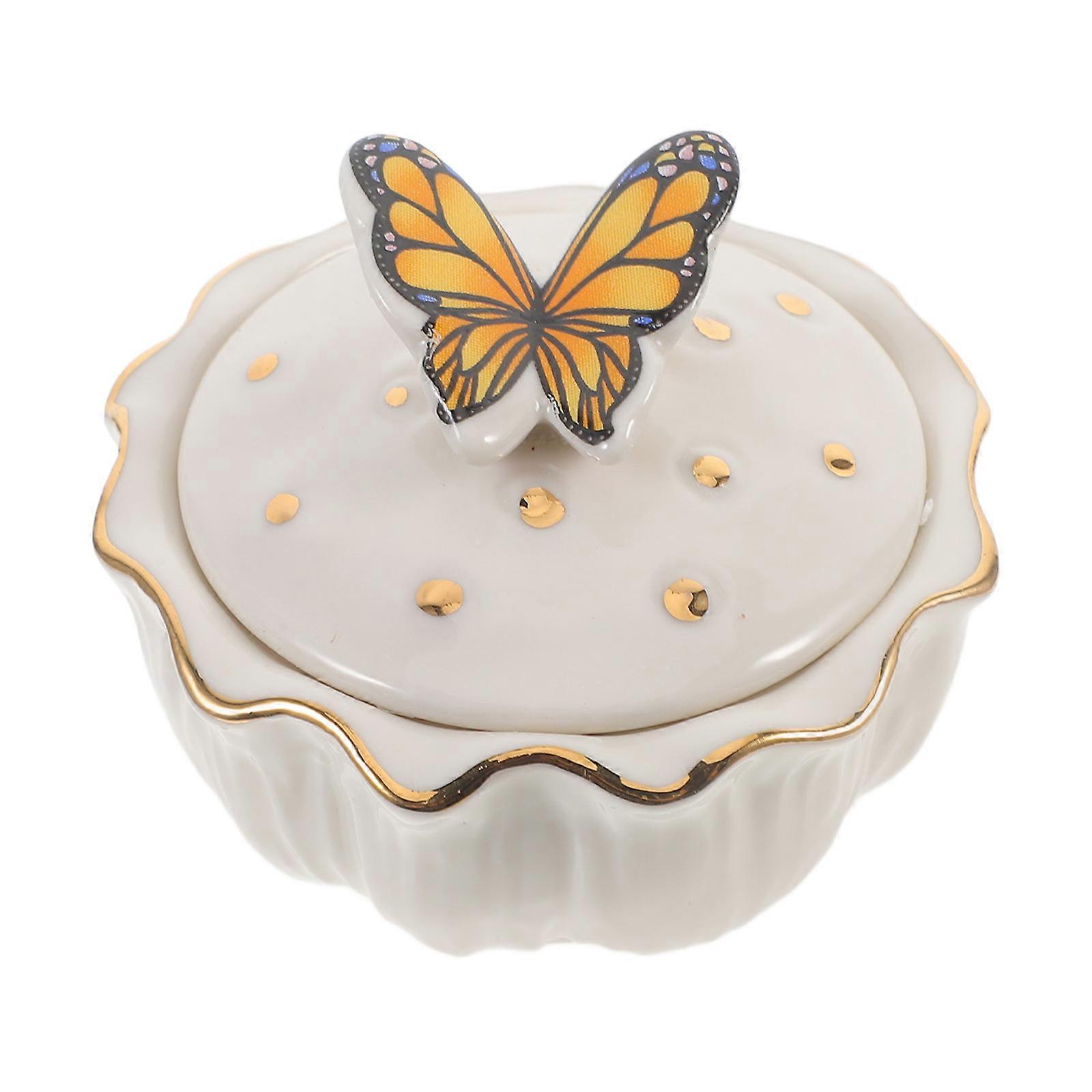 Manicure Nail Brush Dappen Cup Ceramic Dish with Lid for Storage