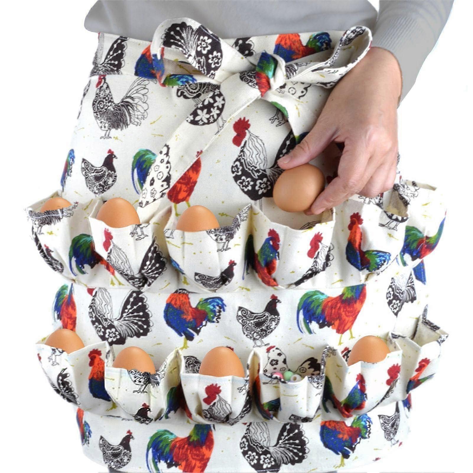 Egg Collecting Apron With 12 Deep Pockets For Gathering Fresh Farmhouse Eggs From Chicken Hen Duck Goose