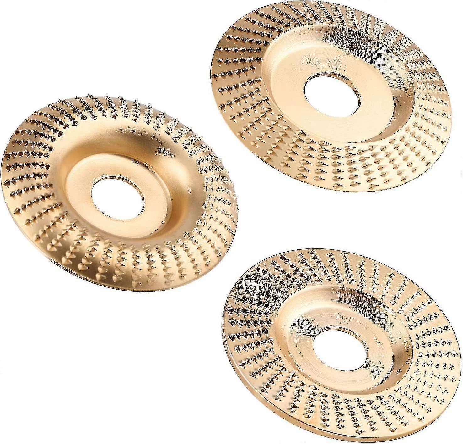 3 peças 100 milímetros de madeira esculpindo disco de disco, 4 polegadas e 4 1/2 polegadas para formas de moagem de corte de madeira (dourado)