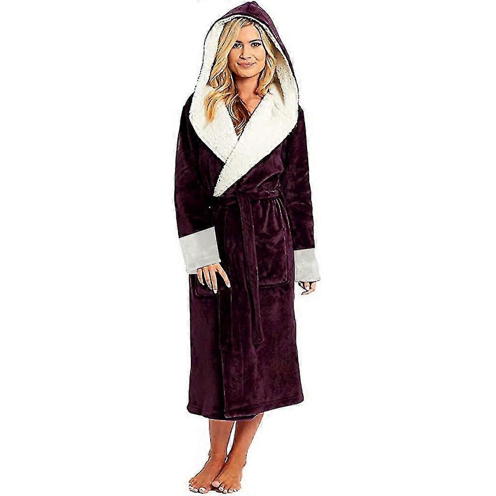 Women's Long Sleeve Hooded Bathrobe