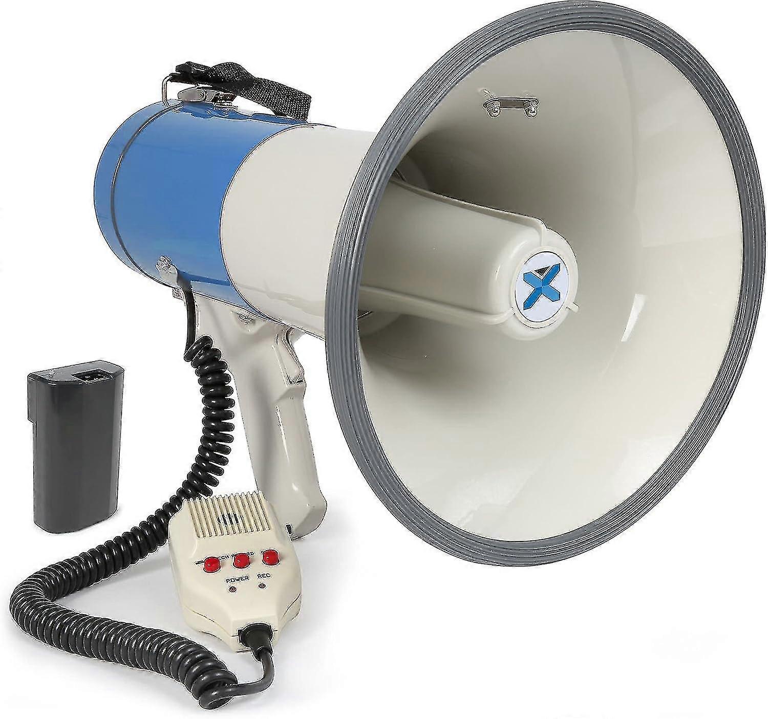 Meg065 Professional Megaphone 50 w Ideal For Sporting Events And Matches - With Battery Range Up To 1.2 Km Mp3 Long Autonomy Micro Hand Strap Included