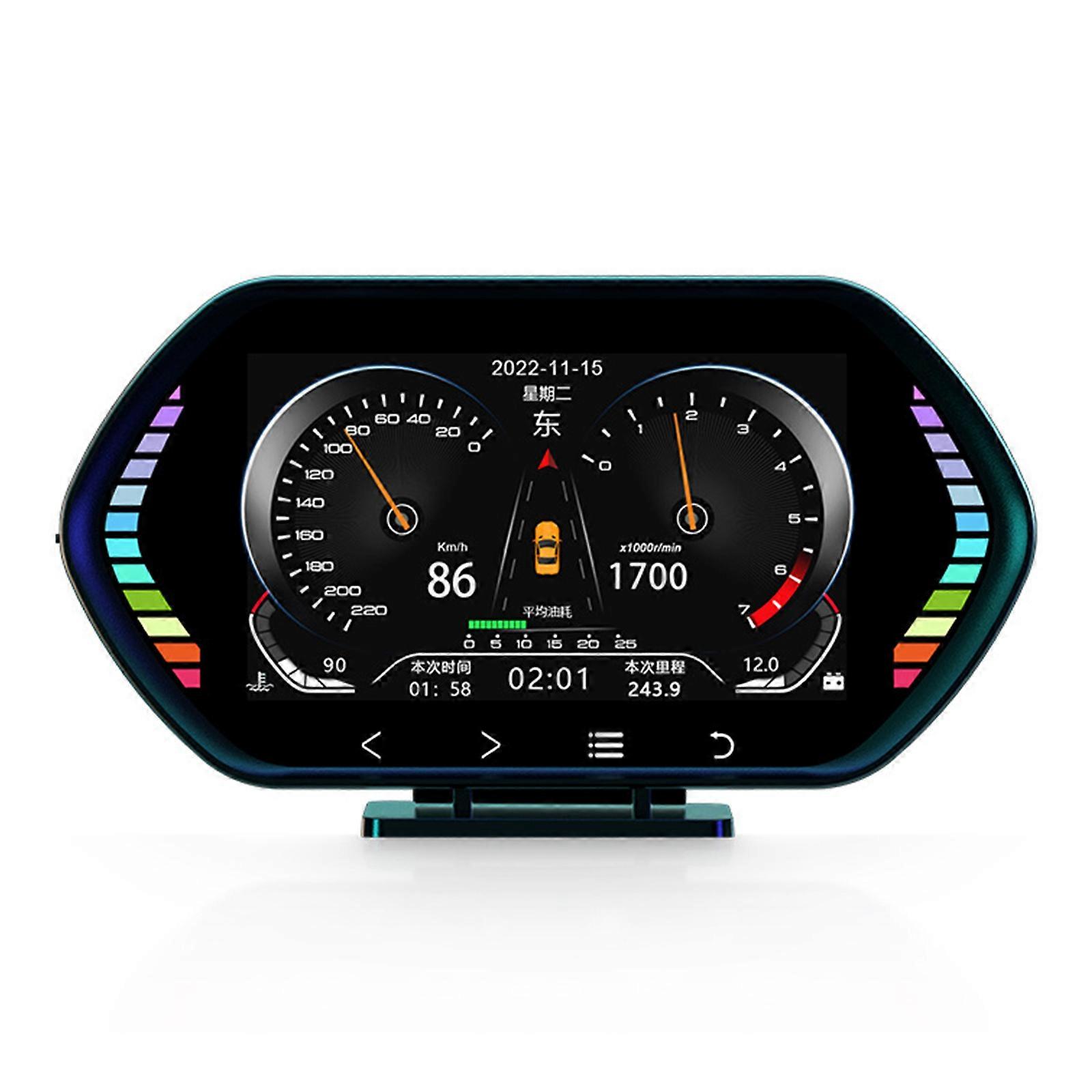 Auto HUD Gauge Digitale Head-up-Display Dual System OBD2 GPS Tacho Alarm