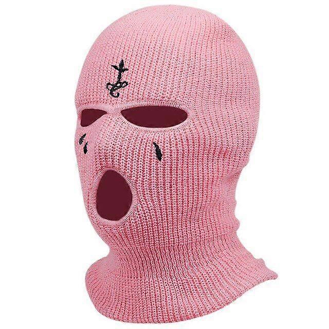 חורף כובע בלקלבה 3 חורים סרוג כיסוי פנים מלא צווארון סקי Gaiter חם סרוג Beanie עבור ספורט בחוץ קרוס רקמה סקי Mas