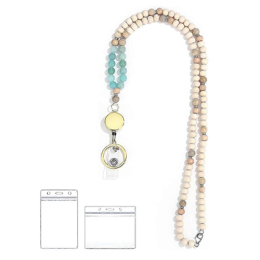 for Keys Retractable Lanyards for Id Badges Holder Amazonite