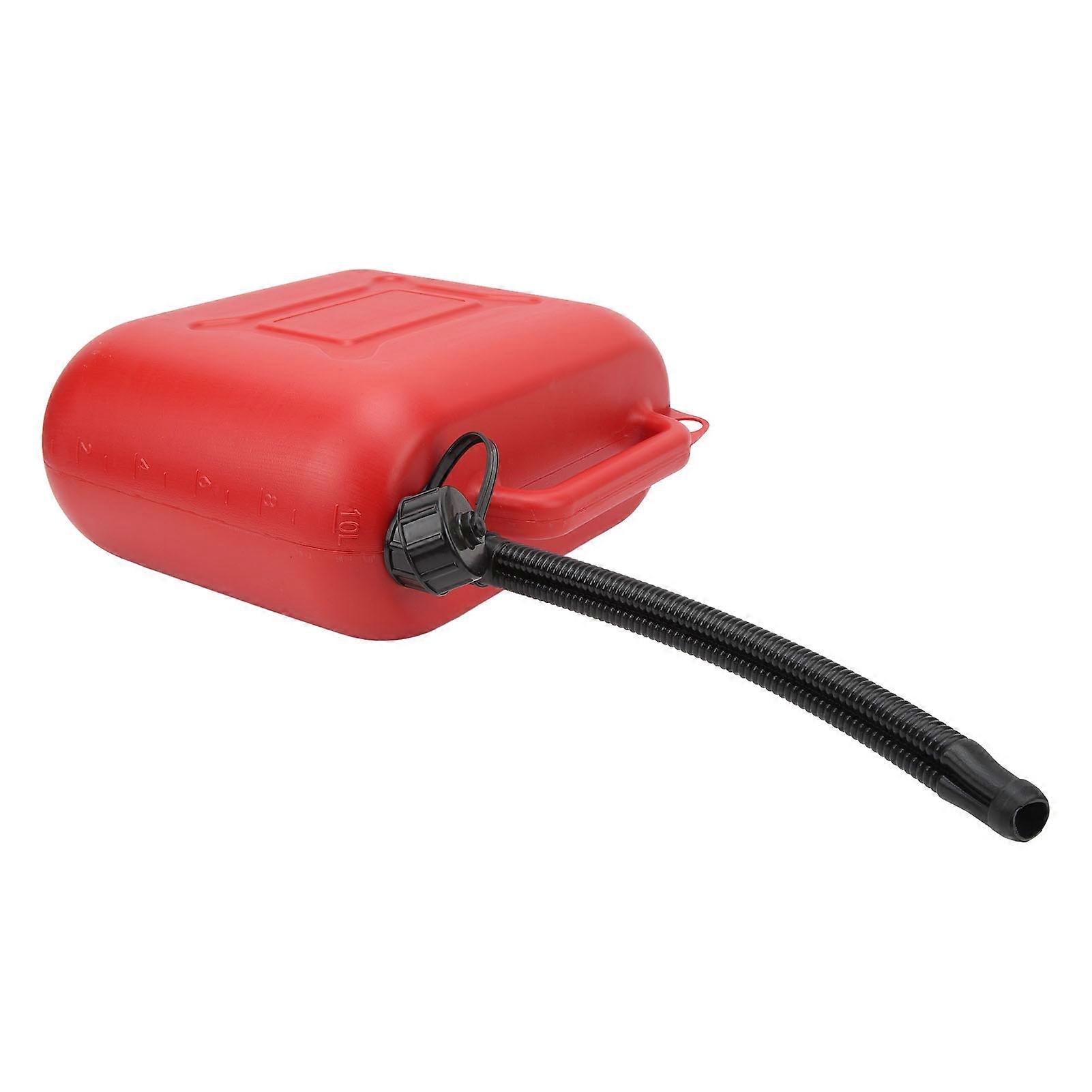 Gas Can 2.6 Gallon 10L Red Flame Retardant ABS Fuel Container with Self Venting Spout for Lawn Mower Chain Saw Yard Tool 