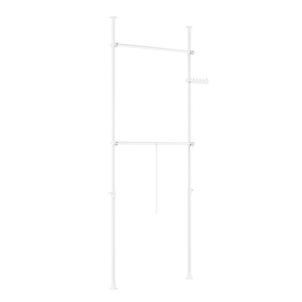 Portant à vêtements télescopique, portant robuste, penderie ouverte réglable avec rails de suspension, blanc FRG109-II-W