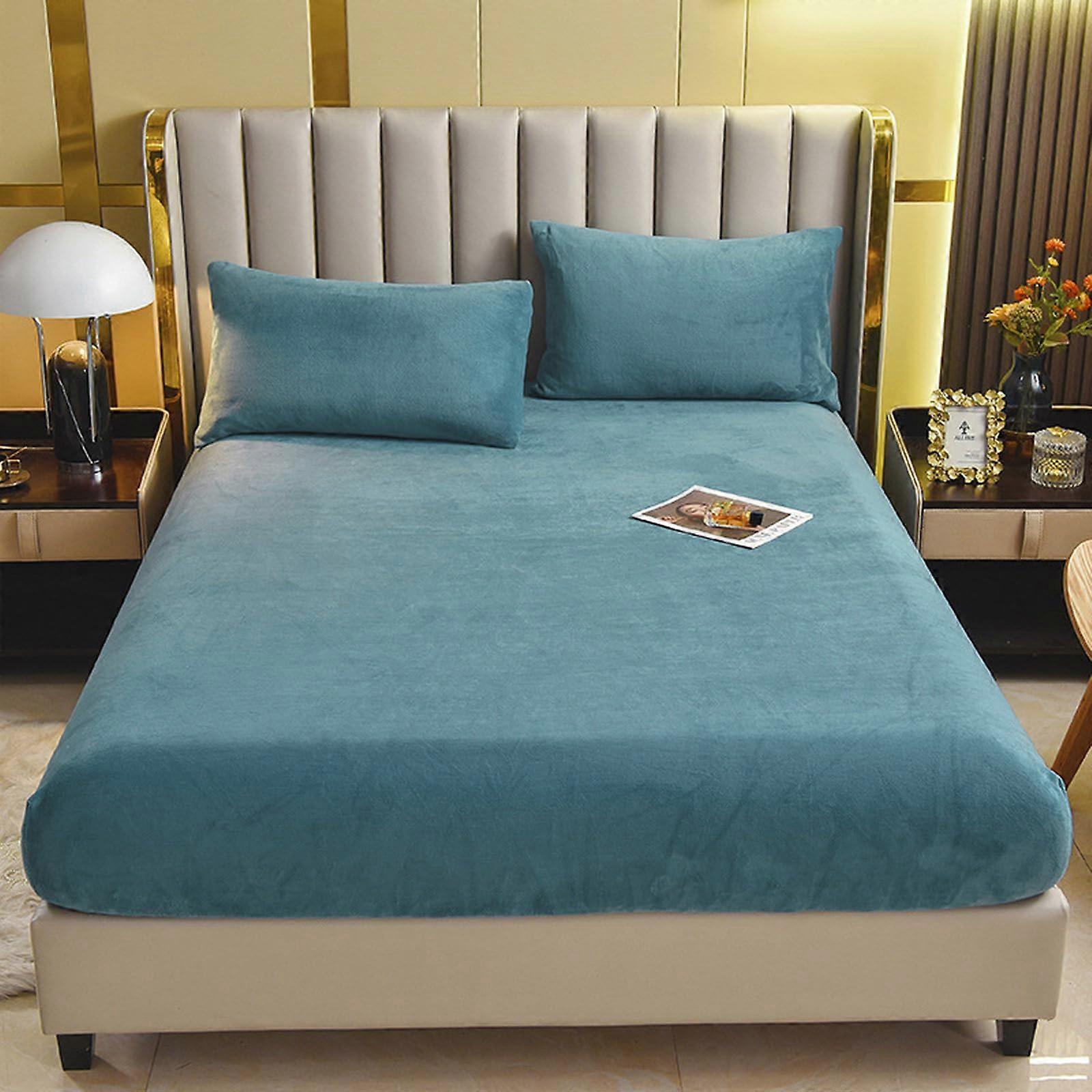 Extra Deep Fleece Fitted Sheets 100x200 Cm Dark Blue 35 Cm Depth Soft Cozy Plush Snug Mattress Fit