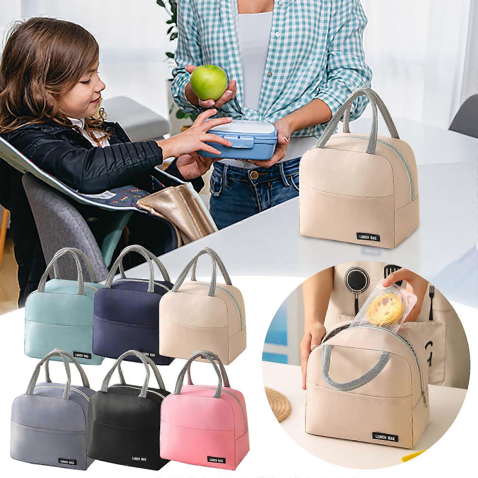 Solid Color Twill Bento Bag - Portable insulated lunch box bag, thickened for school, work, picnic. Compatible with maxiaoxia.
