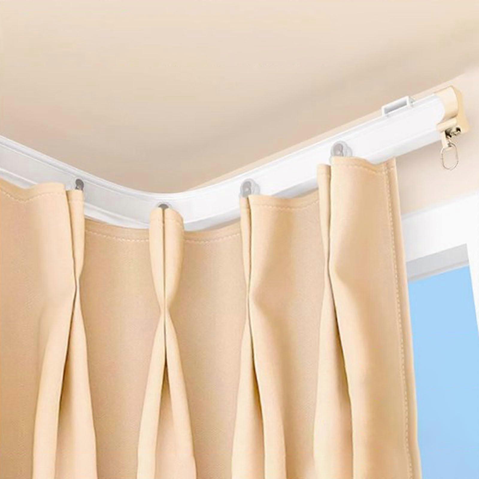 Curved Curtain Tracks Adjustable Ceiling Mount 1 Meter White Model B 1M Bendable For Straight And Bay Windows RV Shower